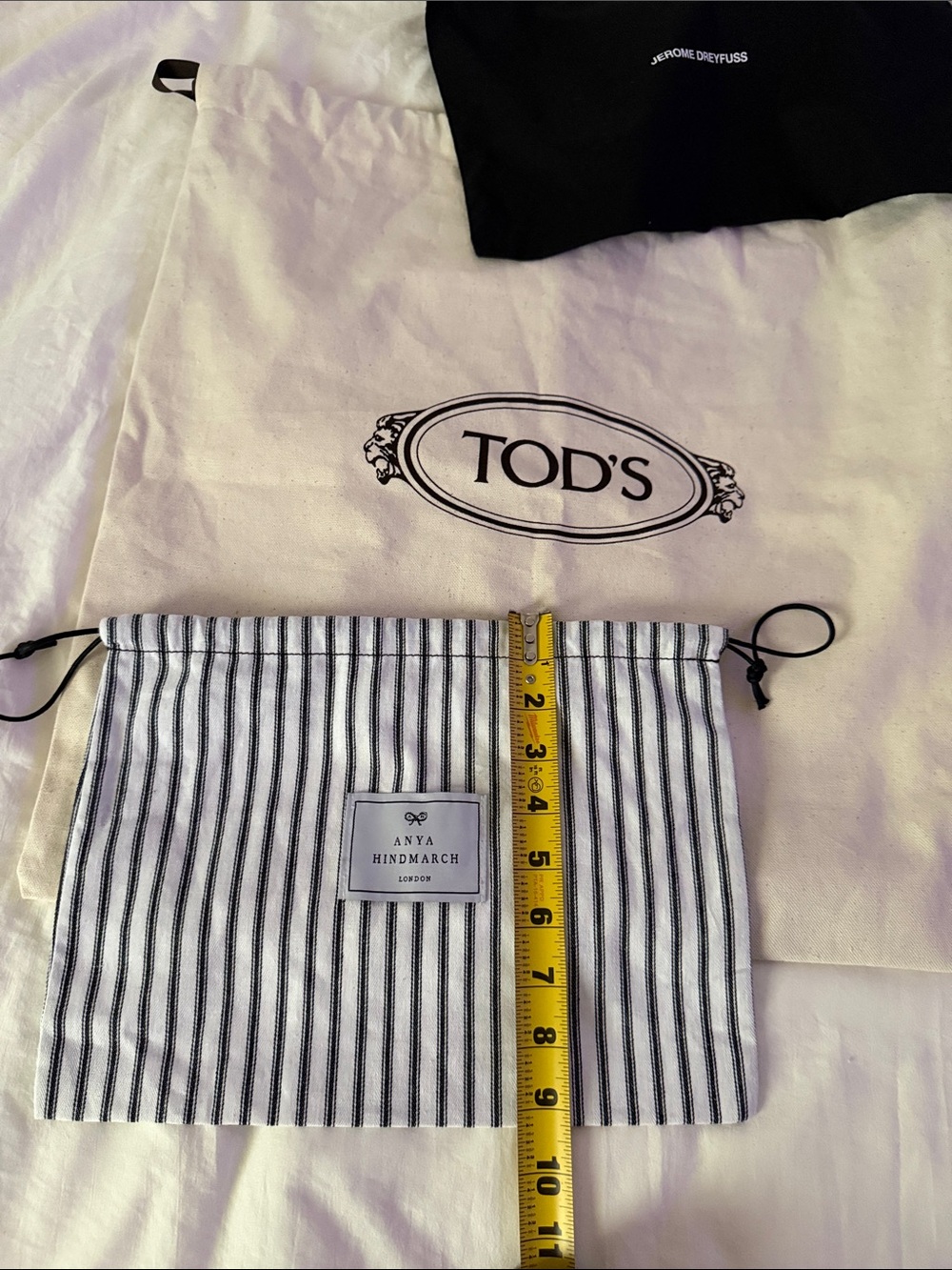 Tod's Cream & Black Drawstring Dust Bags Set - Picture 10 of 10